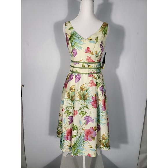 Scarlett Vintage Elegant Midi Floral Print Dress Sleeveless Size 4 - Picture 4 of 16